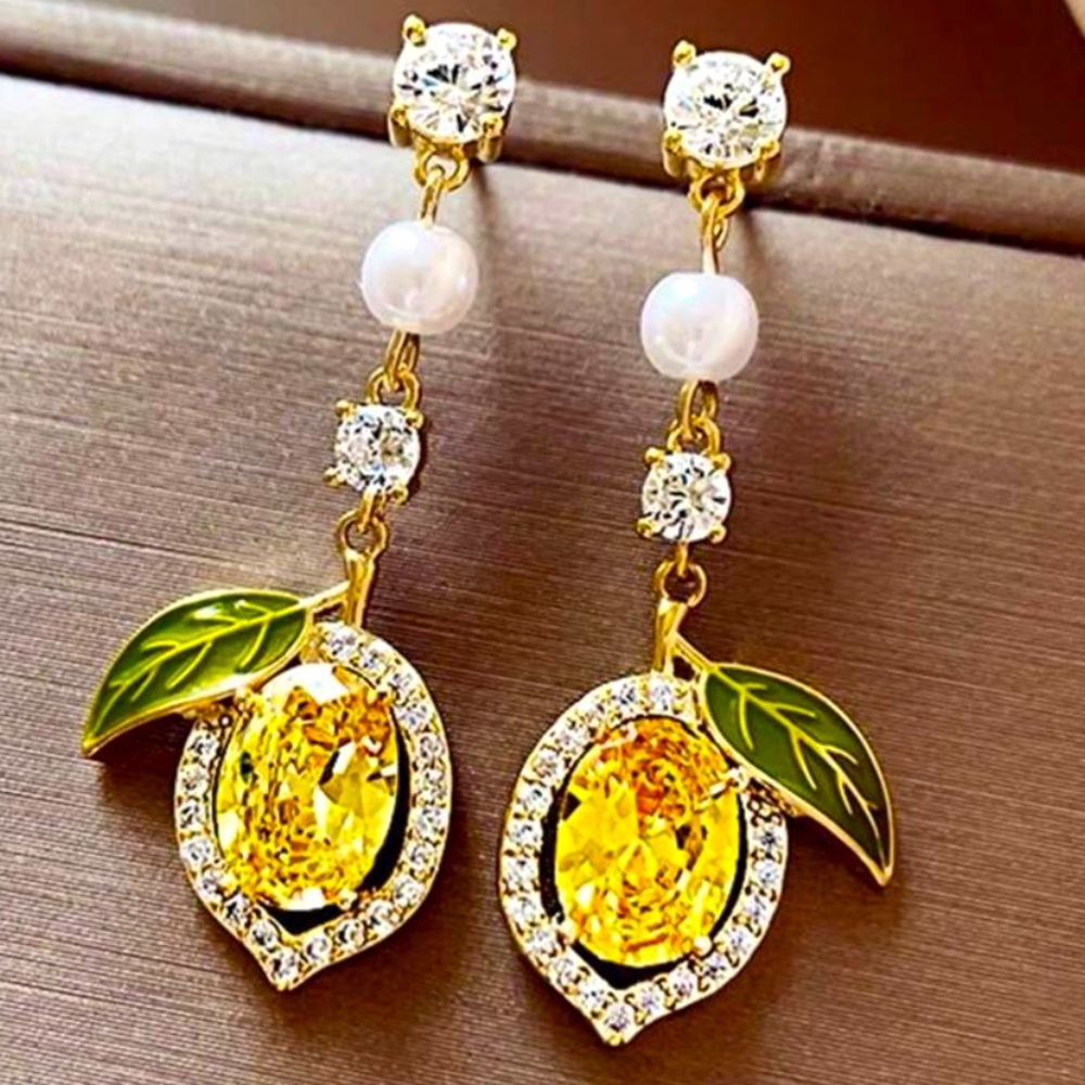 Yellow Lemon Cubic Zirconia Earrings